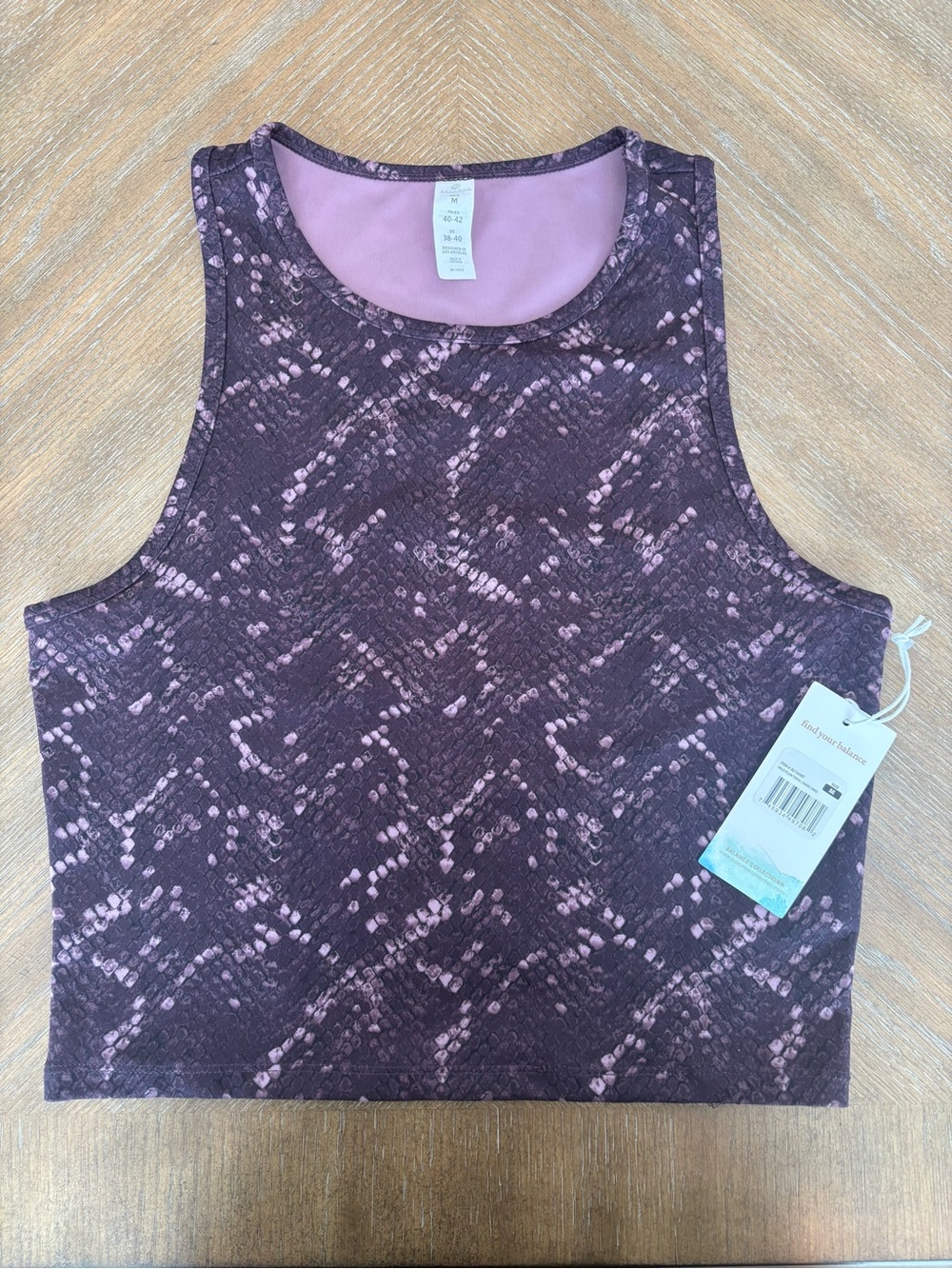 Balance Collection Purple Snake-Print Cropped Tank Top